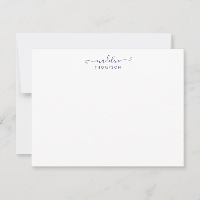 Carte De Correspondance Élégante Typographie Violette Violet Script Girly (Devant)