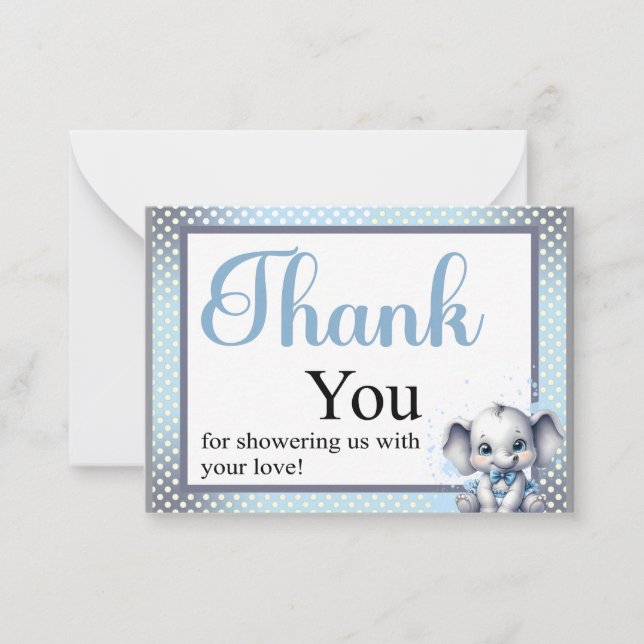 Carte De Correspondance Éléphant Bleu Mignon - Petit Cacahuète (Devant)