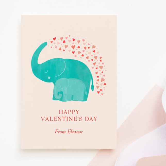 Carte De Correspondance Éléphant Joyuse Saint-Valentin Enfant Photo (Créateur téléchargé)