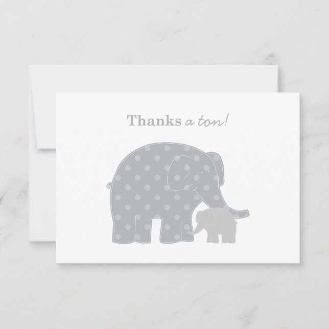 Carte De Correspondance Éléphant Mère Bébé Taches Grises (Devant)