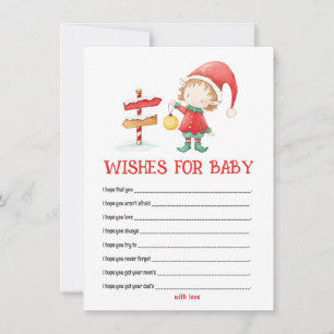 Carte De Correspondance Elfe, vœux de Baby Shower de Noël pour bébé sur ca