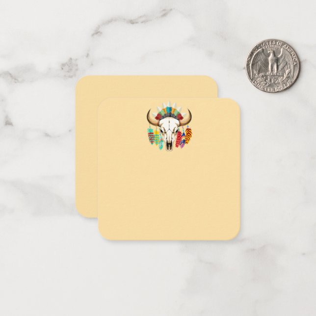 Carte De Correspondance Emblème amérindien de crâne de buffle (Devant/Arrière en situation)