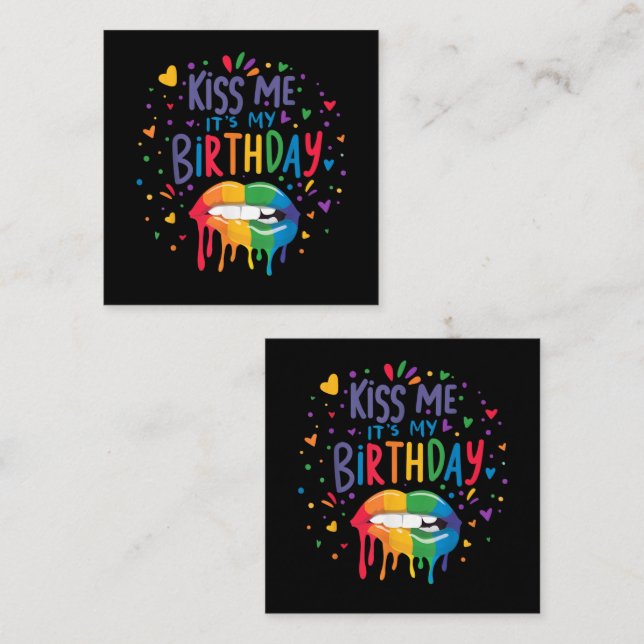 Carte De Correspondance Embrasse-moi, c'est mon anniversaire (Devant / Derrière)
