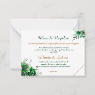 Carte De Correspondance Emerald Quinceañera Lluvia de Sobres