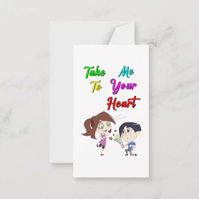 Carte De Correspondance Emmène-moi à ton cœur Saint-Valentin (Devant)
