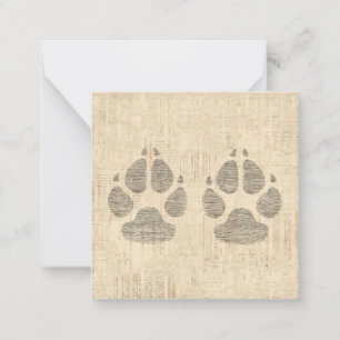 Carte De Correspondance Empreinte de patte de chien avec Arrière - plan de