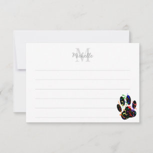 Carte De Correspondance Empreinte de patte de chien avec confettis et serp
