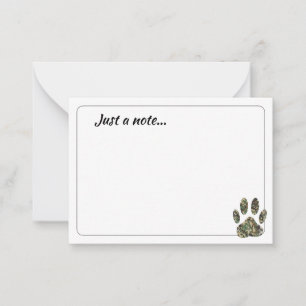 Carte De Correspondance Empreinte de patte de chien camouflage en détresse