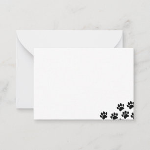 Carte De Correspondance Empreintes de Patte de Chien Noir Vierges