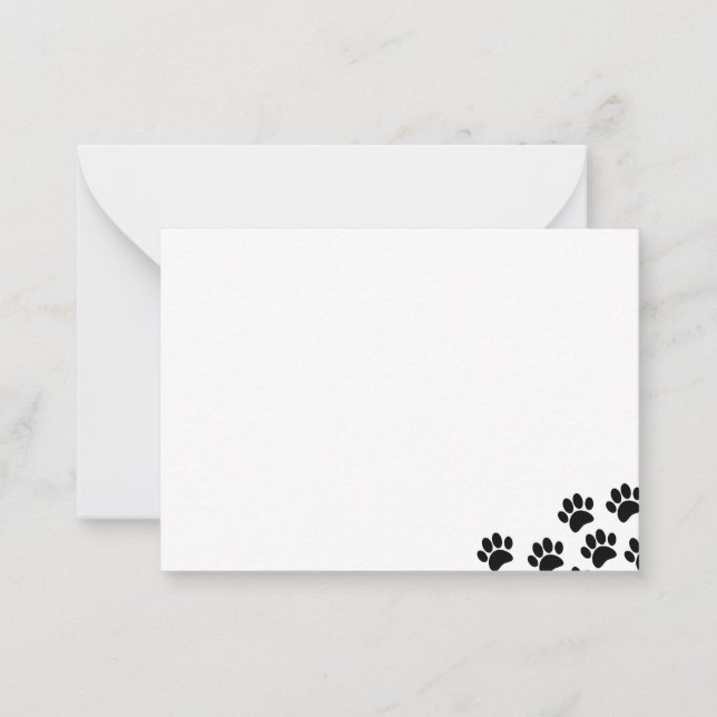Carte De Correspondance Empreintes de Patte de Chien Noir Vierges (Devant)