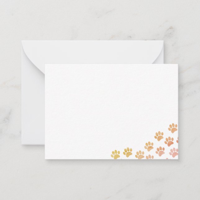 Carte De Correspondance Empreintes de Patte de Chien Peint (Devant)