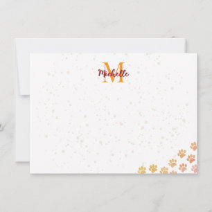 Carte De Correspondance Empreintes de patte de chien peintes à l'aquarelle