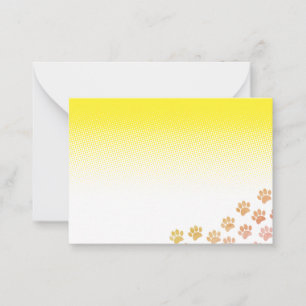 Carte De Correspondance Empreintes de Patte de Chien Peintes Blanc Jaune