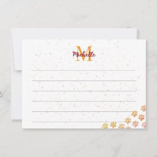 Carte De Correspondance Empreintes de patte de chien peintes en aquarelle 