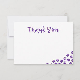 Carte De Correspondance Empreintes de patte de chien violettes Merci pour 