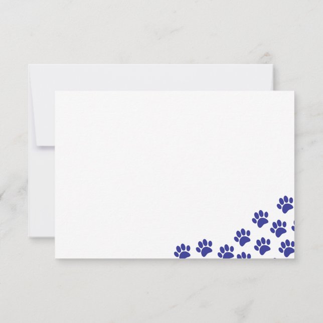Carte De Correspondance Empreintes de patte de chiot bleu  (Dos)