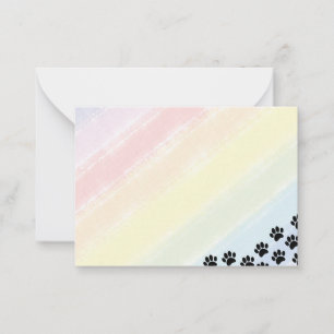 Carte De Correspondance Empreintes de patte de chiot noir Pastel Arc-en-ci