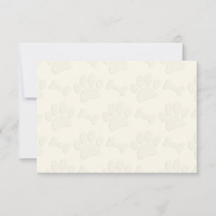 Carte De Correspondance Empreintes de pattes de chiot et os vierge crème b