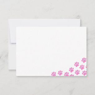 Carte De Correspondance Empreintes de pattes de chiot rose
