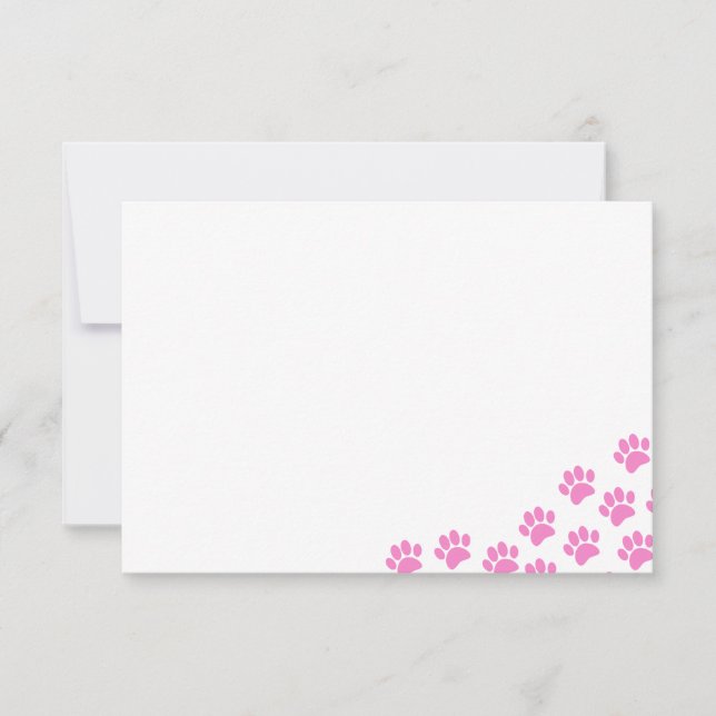 Carte De Correspondance Empreintes de pattes de chiot rose  (Devant)