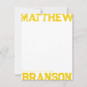 Carte de correspondance en lettrage grossier jaune