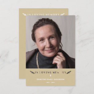 Carte De Correspondance En Mémoire Amoureuse Photo Minimaliste Aimés Or