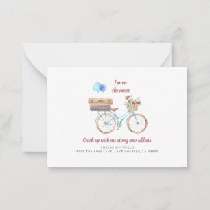 Carte De Correspondance En Mouvement Nouvelle Adresse Aquarelle Vélo Movin