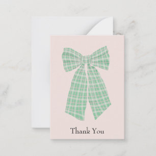 Carte De Correspondance En vichy Coquette Bow Blush Merci sur mesure