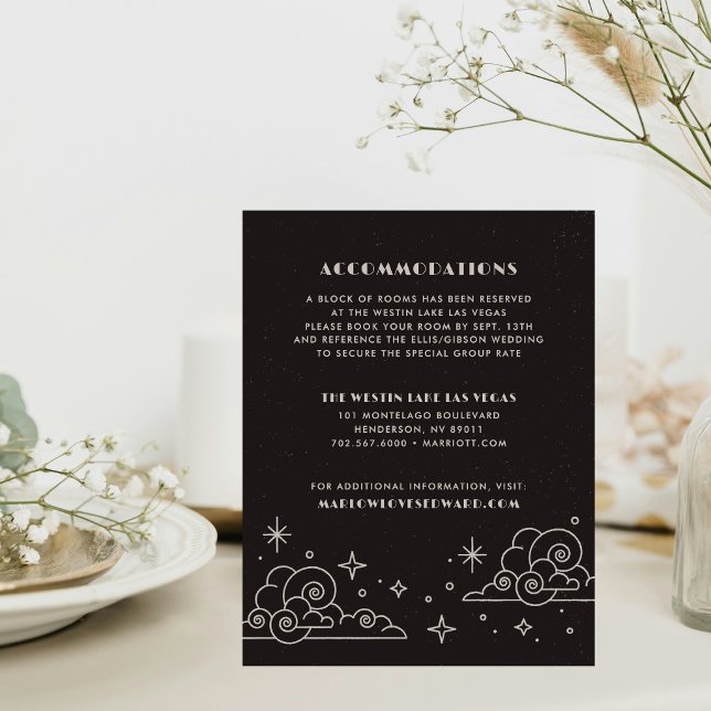 Carte De Correspondance Enclosure de mariage céleste Black Moon & Stars (Créateur téléchargé)