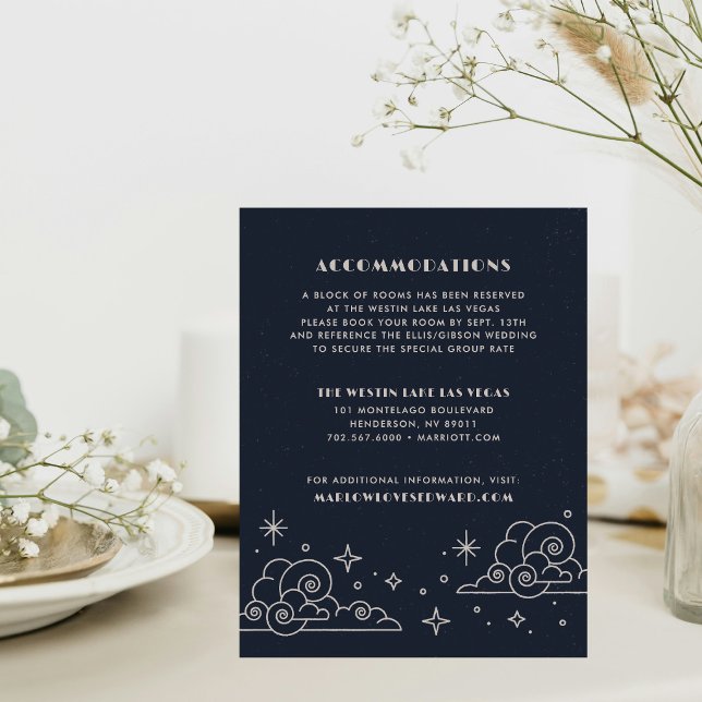Carte De Correspondance Enclosure de mariage céleste Navy Moon & Stars (Créateur téléchargé)