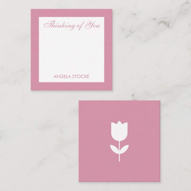 Carte De Correspondance Enclosure Fleur Rose Simple Personnalisée (Devant / Derrière)