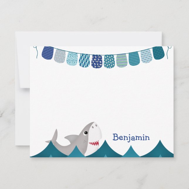 Carte De Correspondance Enfant requin amusant (Devant)