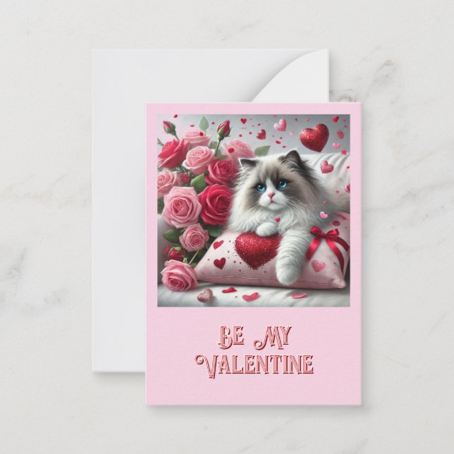 Carte De Correspondance Enfants Chat Mignon Saint-Valentin Classe  (Devant)