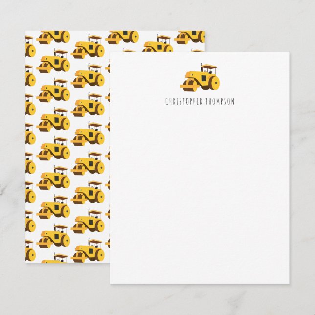 Carte De Correspondance Enfants des camions de construction de rouleaux ro (Devant / Derrière)