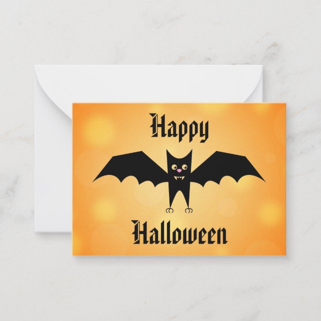 Carte De Correspondance Enfants Joyeux Halloween Chauve-souris noire migno (Devant)