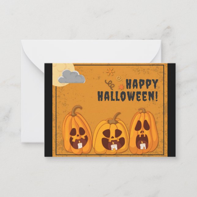 Carte De Correspondance Enfants Joyeux Halloween Citrouille Effrayante (Devant)