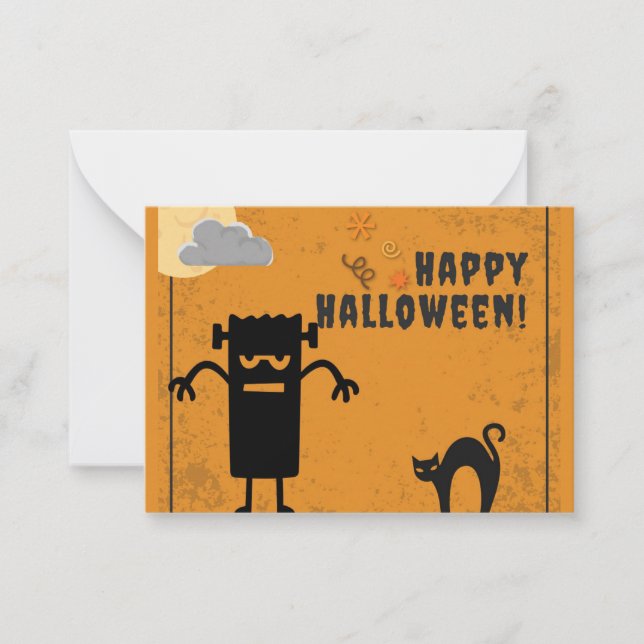 Carte De Correspondance Enfants Joyeux Halloween Monstre Effrayant (Devant)