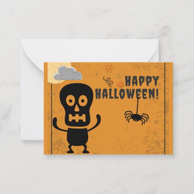 Carte De Correspondance Enfants Joyeux Halloween squelette effrayant (Devant)