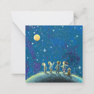 Carte De Correspondance Enfants regardant le ciel nocturne