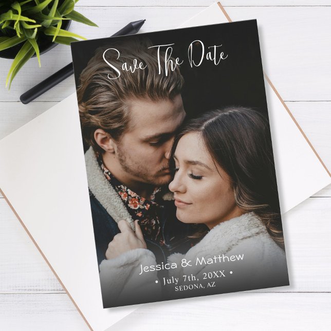 Carte De Correspondance Enregistrer La Date, Noms Photo & Info (Créateur téléchargé)