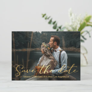 Carte De Correspondance enregistrer la date or tendance mariage de script