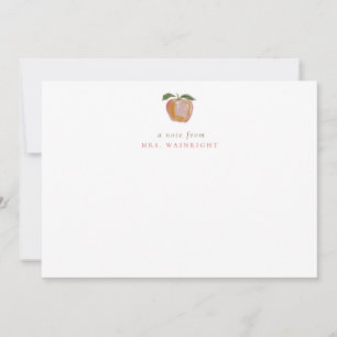 Carte De Correspondance Enseignant Minimaliste Pomme Rouge Automne Personn