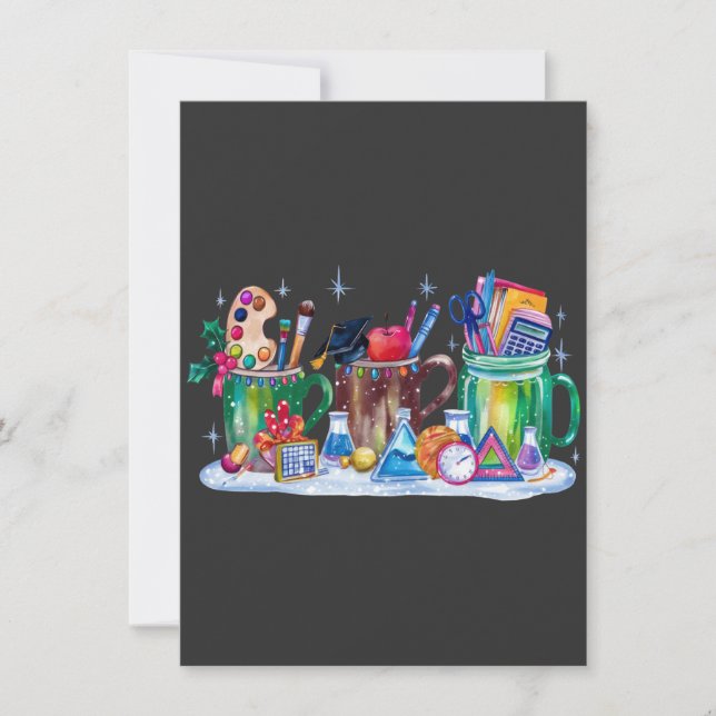 Carte De Correspondance Enseignant Noël | Tasse Joyeux Enseignant (Devant)