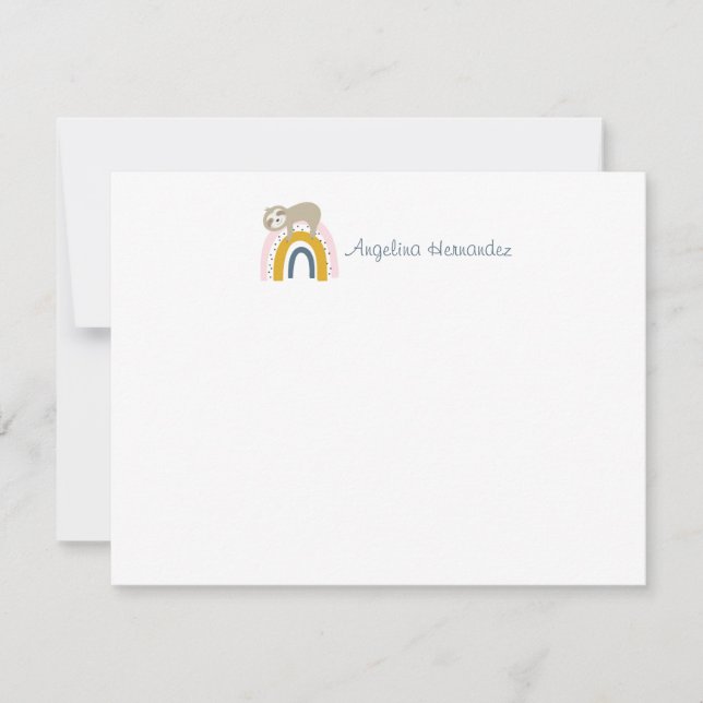 Carte De Correspondance Ensemble de papeterie Sloth Rainbow (Devant)