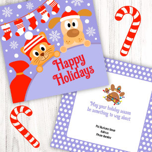 Carte De Correspondance Entreprise d'animaux de Noël Chien Chat