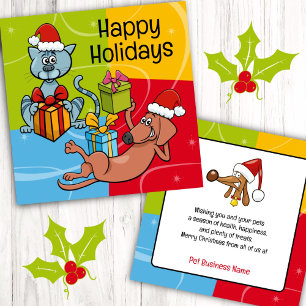 Carte De Correspondance Entreprise de Animaux de Noël Chien Chat 