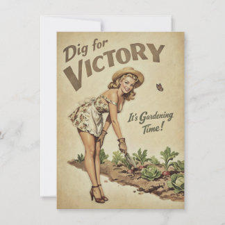 Carte De Correspondance Épingle de jardinage vintage « Creusez pour la vic