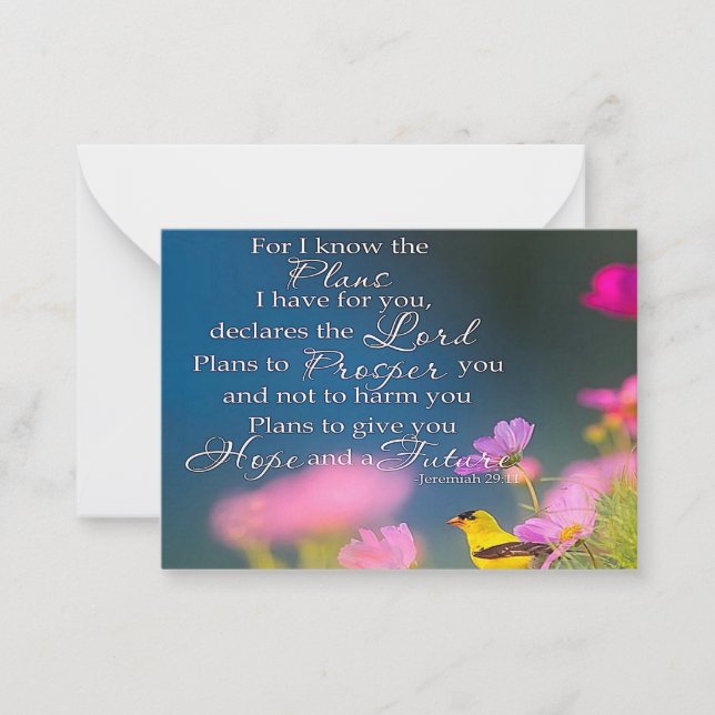 Carte De Correspondance Espoir et futures fleurs et oiseaux (Devant)