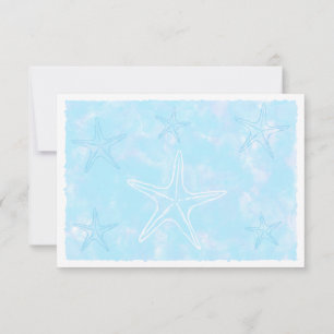 Carte De Correspondance Étoile de mer aquarelle bleu pastel clair