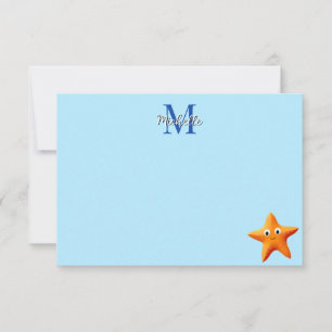 Carte De Correspondance Étoile de mer de dessin animé mignon Océan Bleu Mo